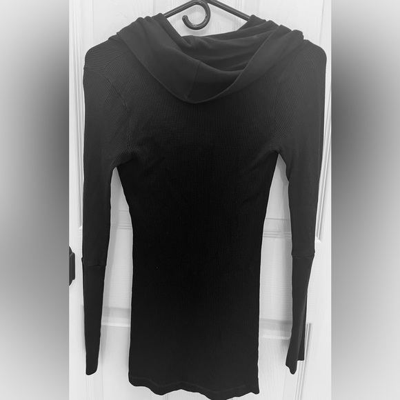 Splendid Black Thermal Cowl Neck Tunic Top Long Sleeve Cotton Blend - Picture 3 of 8